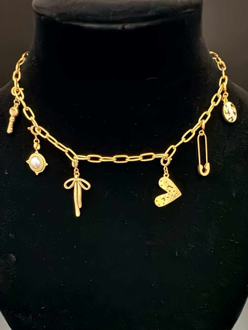 Plunder Private Label Gold Plated Charm Paper Clip Link Necklace 16-18”